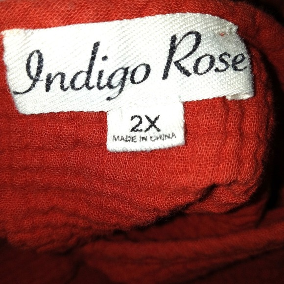 Indigo Rose Rust Color Orange Gauze Ruffle Sleeve Tiered Dress Women's 2x - Picture 3 of 9
